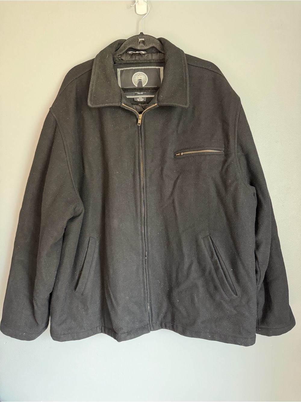 Weatherproof Co. Men's Black Wool Blend Full Zip Field ChoreJacket Coat Large XX